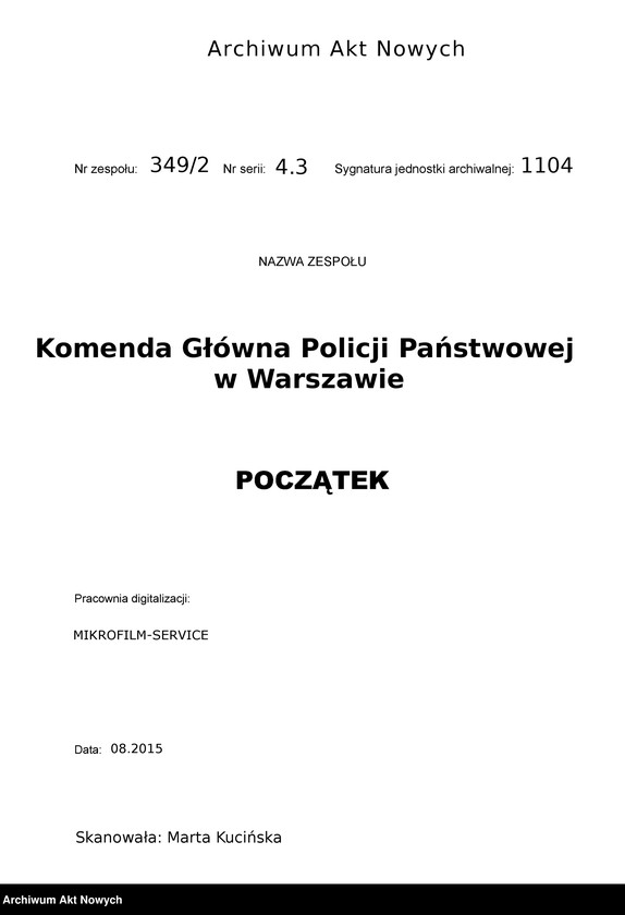 image.from.unit.number "Przyjęcie do służby w Policji Państwowej Eleonory Wandy Biczysko. Dokumentacja osobowa, korespondencja."