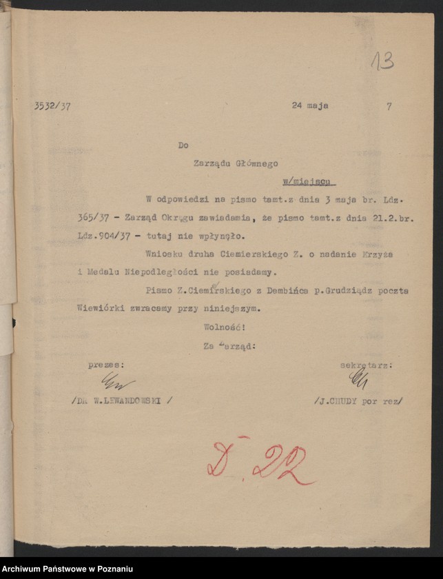 Obraz 15 z jednostki "Sprawy odznaczeń."