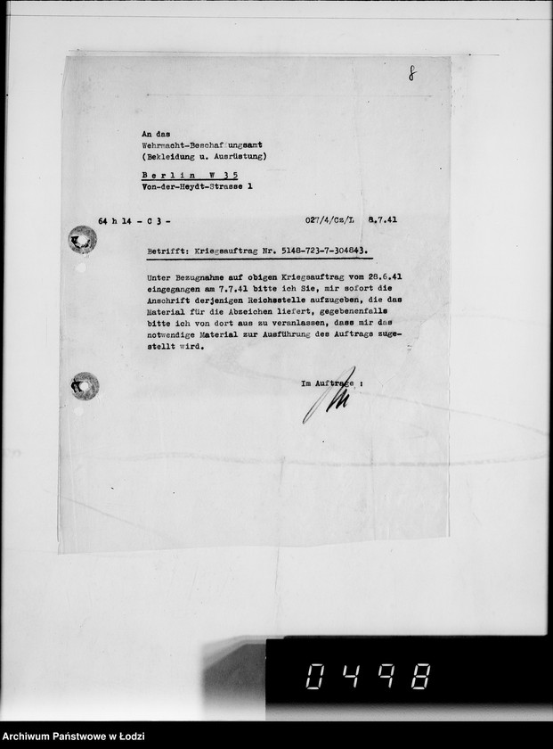 Obraz 12 z jednostki "Kriegsauftrag 5148-723-7-304843 Abzeichen f.Marine 15"