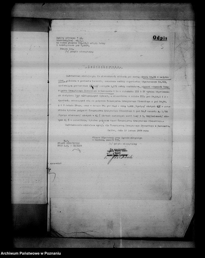 Obraz 9 z jednostki "Towarzystwo Kredytowo-Ziemskie w Warszawie, nabywanie nieruchomości w trybie art. 8 ust. O wykonaniu reformy rolnej"