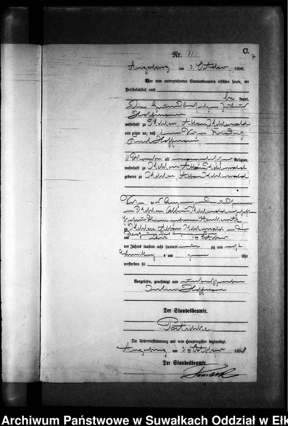 image.from.unit.number "Sterbe-Neben-Register des Preussischen Standes-Amtes Kehlen Kreis Angerburg"