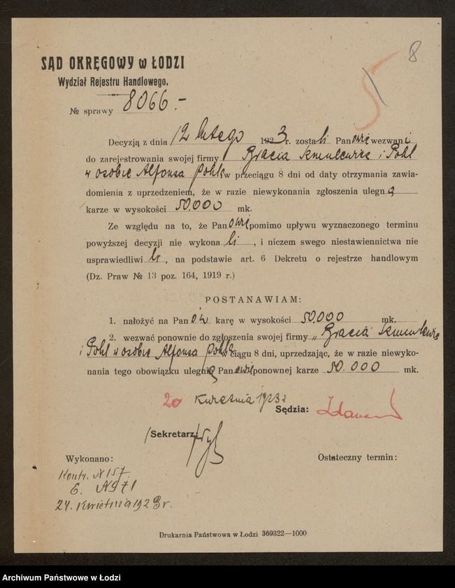 Obraz 10 z jednostki "Bracia Szmulewicz i Pohl- handel materiałami opałowymi i budowlanymi"