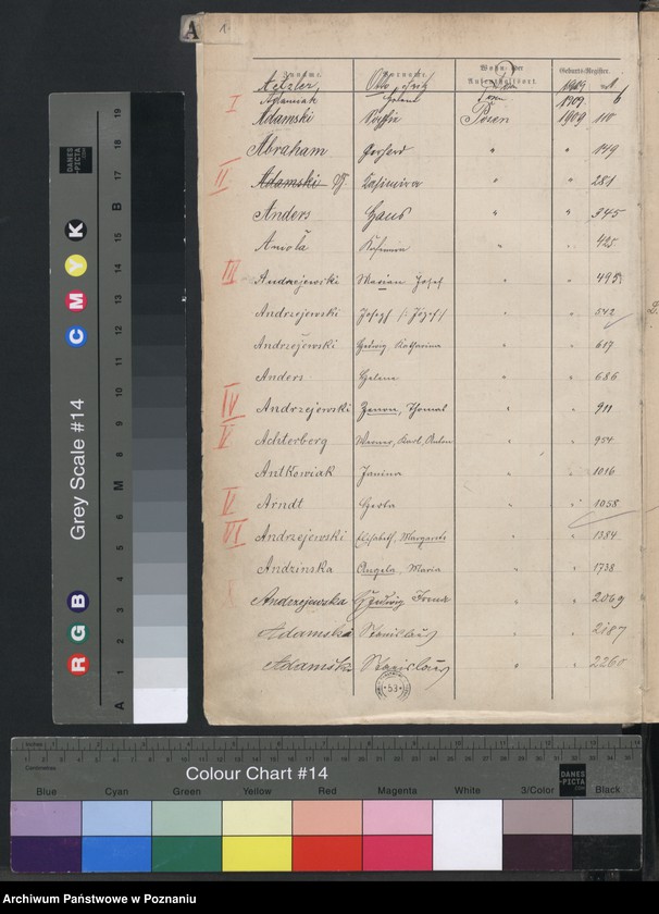 Obraz 3 z jednostki "Spis alfabetyczny urodzeń za 1909"