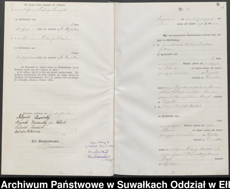 image.from.unit.number "Heiraths-Haupt-Register des Königlichen Preussischen Standes-Amtes Kumilsko Kreis Johannisburg"