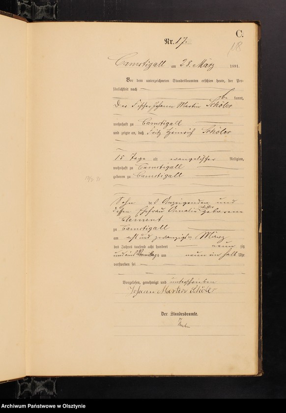 image.from.unit.number "Sterbe-Haupt-Register Nr 1 - 105"