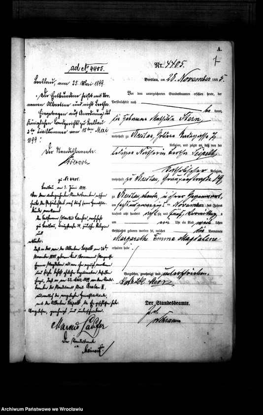 image.from.unit.number "Geburts-Haupt-Register Breslau I 1885 Band 12"