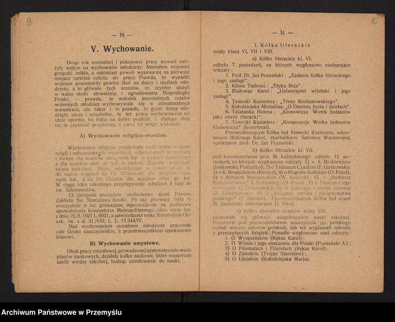 image.from.unit.number "IV Sprawozdanie Dyrekcji Gimnazjum Państwowego im. Kornela Ujejskiego w Kamionce Strumiłowej za rok szkolny 1921/22"