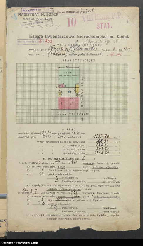 image.from.unit.number "Księga inwentarzowa nieruchomości m. Łodzi ul. Wysoka"