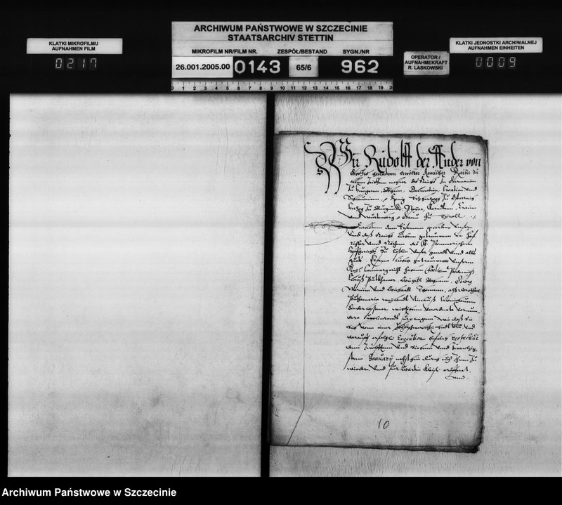 image.from.unit.number "Dorothea geb. V. Puttkamer, Witwe des Nikolaus v. Münchow zu Marsin / Martin v. Kleist zu Dargen: Einweisung in das Leibgeding und Lehngut Möllen."