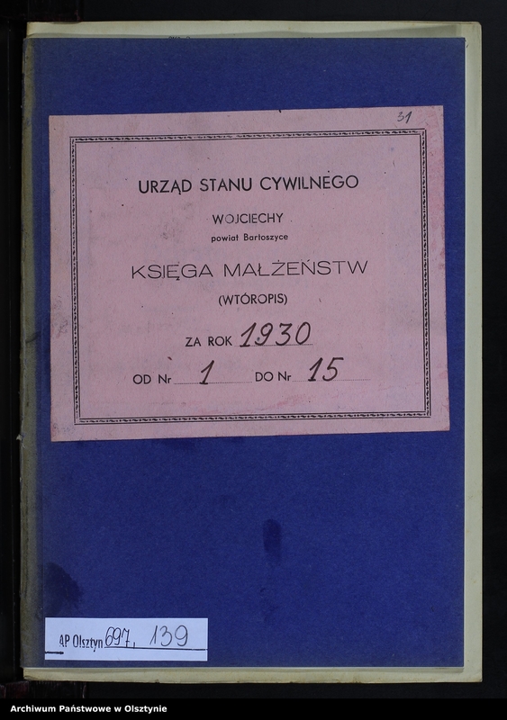 image.from.unit.number "Heiraths-Neben-Register Nr 1 - 15 [ Księga małżeństw - wtóropis ]"