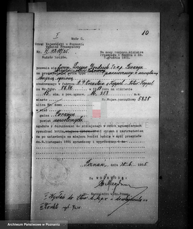 Obraz 14 z jednostki "Tartak parowy w Porażynie, pow. nowotomyski nr woj. kotła 5828"