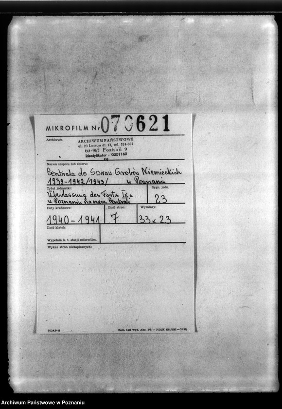 Obraz 2 z jednostki "Überlassung des Forts IX a, w Poznaniu na rzecz Centrali"