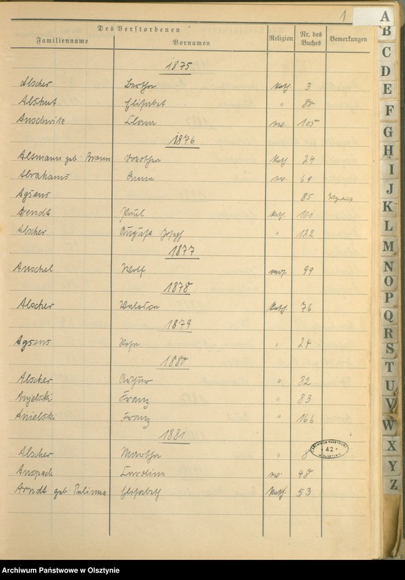 image.from.unit.number "Alphabetisches Namenverzeichnis zum Sterbebuch"