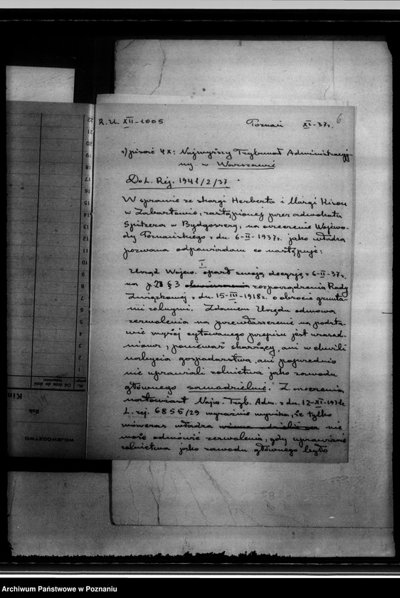 Obraz 10 z jednostki "Herbert i Maria Kisonowie Skarga do N.T.A. na decyzję Wojewody Poznańskiego z dnia 6.II.1937 r. odmowa na przewłaszczenie"