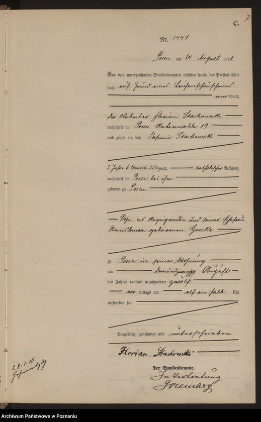 Obraz 9 z jednostki "Księga miejscowa zgonów tom IV [Rejestr główny zgonów]"