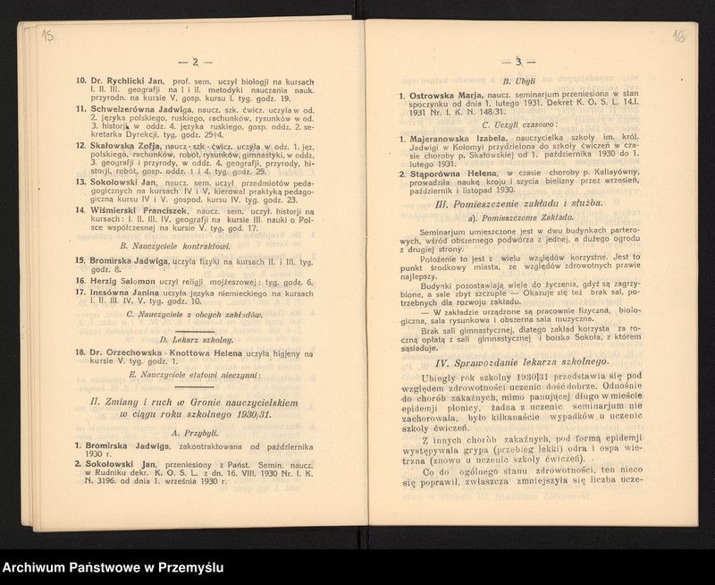 image.from.unit.number "Sprawozdanie Dyrekcji Państw.[owego] Seminarjum Nauczycielskiego Żeńskiego w Kołomyi za rok szkolny 1930/31"