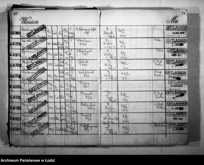 Obraz 13 z jednostki "Entlassungsbuch [Imienny spis więźniów, dane personalne]"