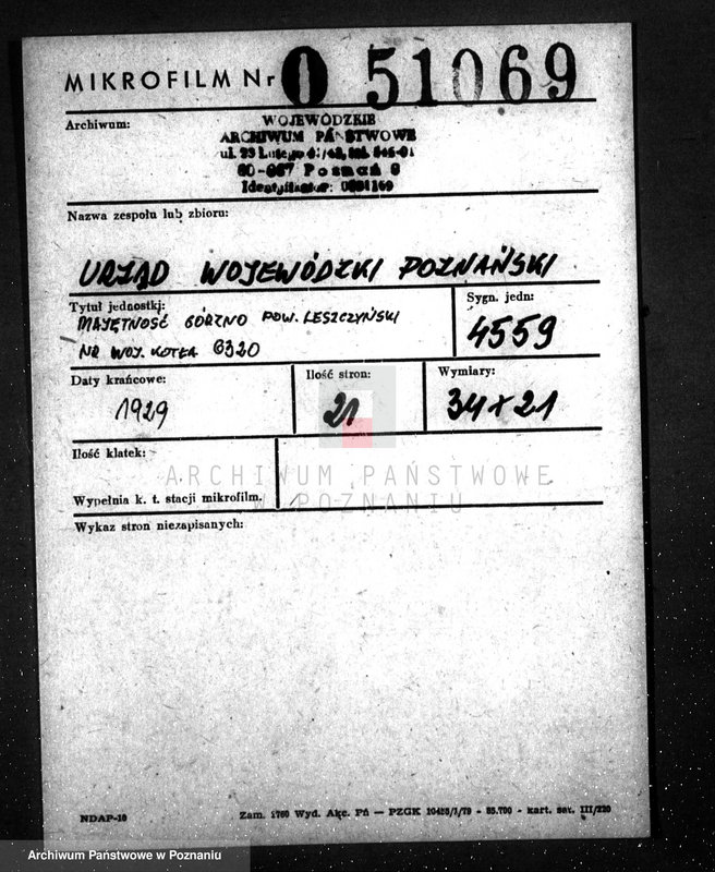 Obraz 2 z jednostki "Majętność Górzno, pow. leszczyński nr woj. kotła 6320"