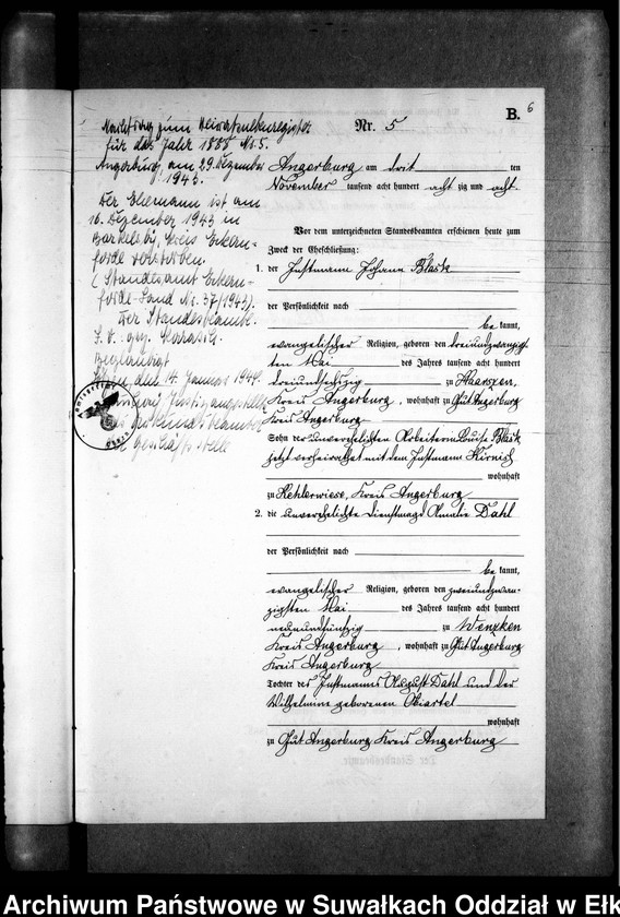 image.from.unit.number "Heiraths-Neben-Register des Preussischen Standes-Amtes Kehlen Kreis Angerburg"