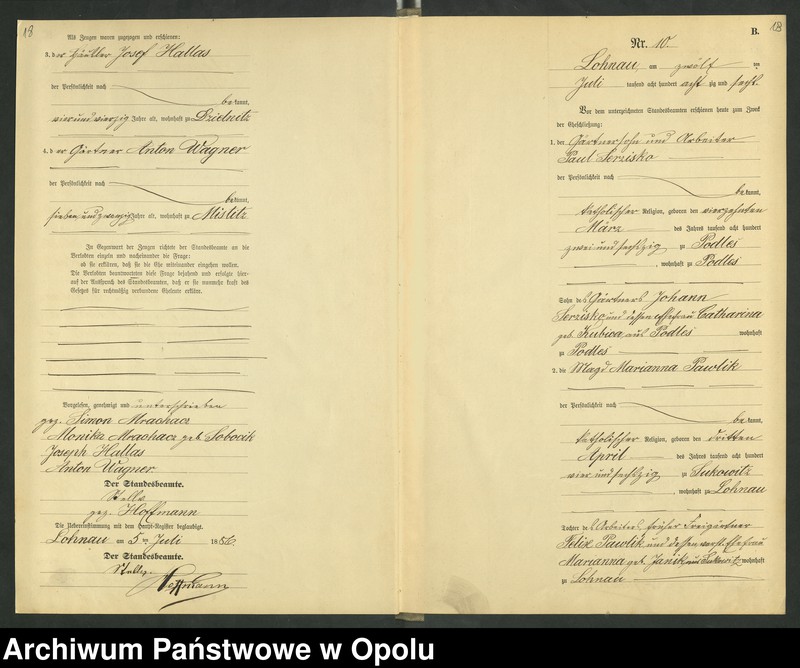 Obraz 13 z jednostki "Urząd Stanu Cywilnego Łany Księga małżeństw rok 1886-89"