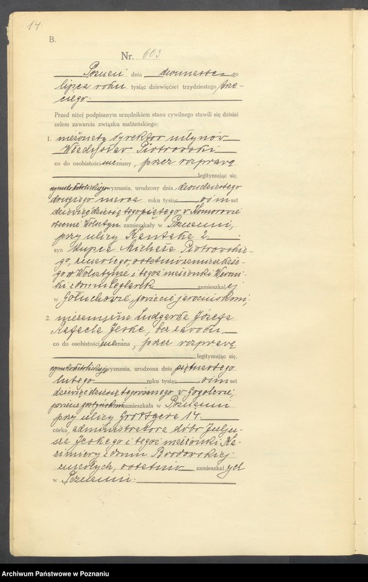 Obraz 16 z jednostki "Księga miejscowa małżeństw tom III [Rejestr główny małżeństw]"