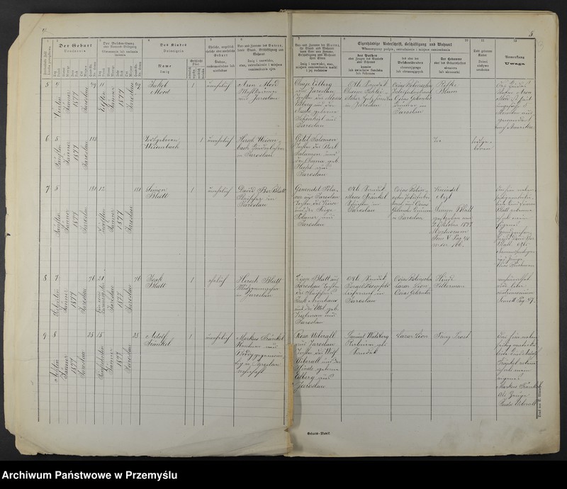 image.from.unit.number "Dupplicat vom Geburts-Matrikel Buche des Jaroslauer Matrikel-Bezirkes pro 1877"