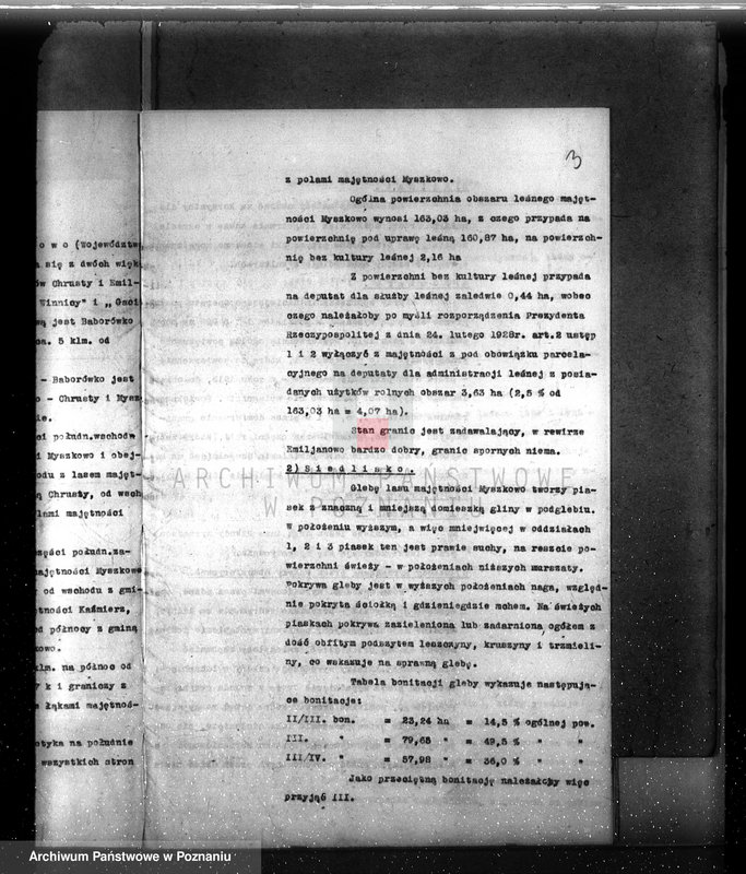 image.from.unit.number "Plan urządzenia gospodarstwa leśnego dla lasu majętności Myszkowo powiat szamotulski 1929-1939"