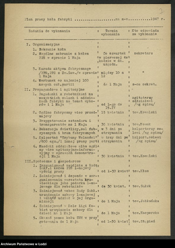 Obraz 8 z jednostki "Instrukcje Wydziału Organizacyjnego Komitetu Centralnego Polskiej Partii Robotniczej"