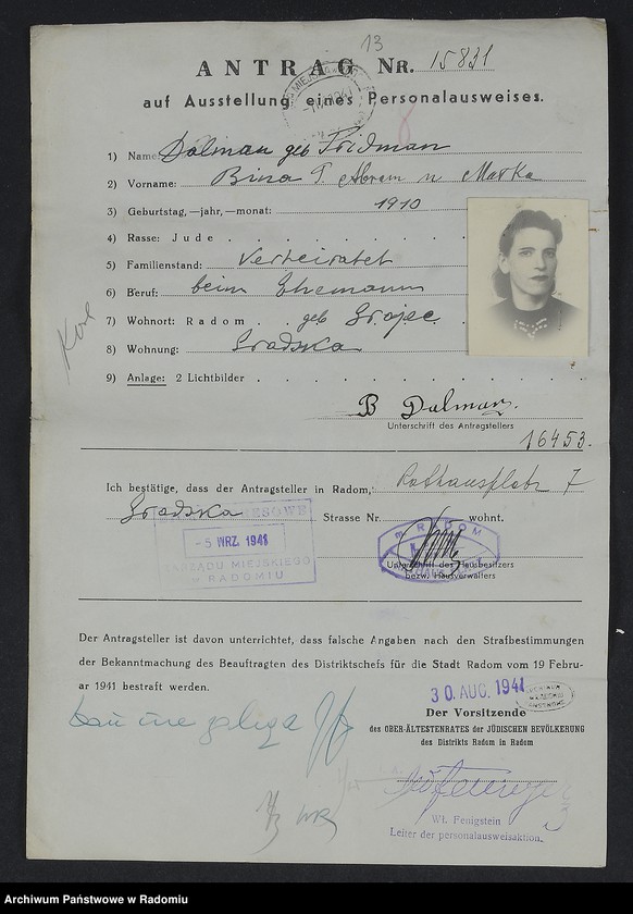 image.from.unit.number "[Wnioski o wydanie dowodów osobistych oraz nie odebrane dowody Dajczer - Dawidzon]"