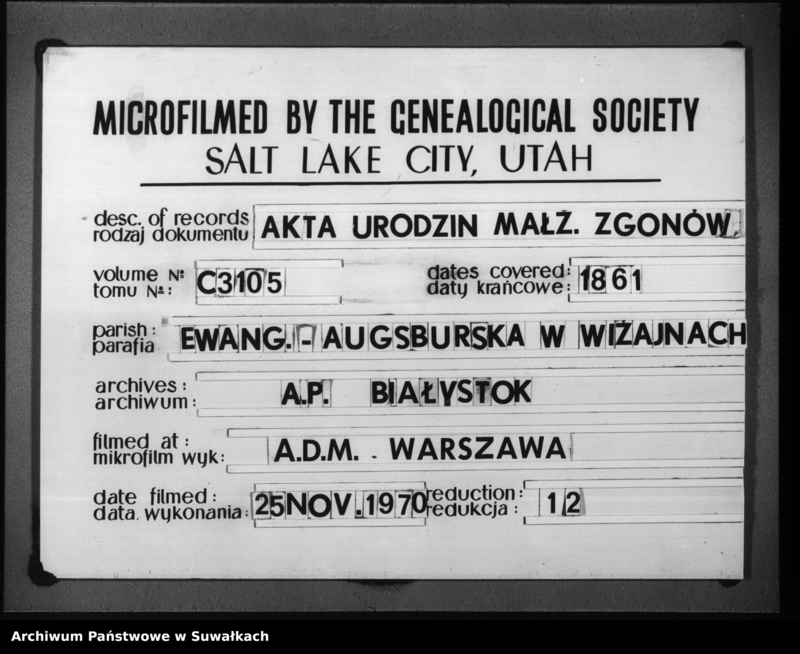 image.from.unit.number "Duplikat Aktów Stanu Cywilnego Parafii Ew. Augsburskiej Wiżajny za rok 1861"