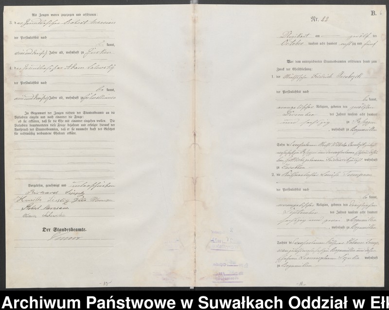 image.from.unit.number "[Heiraths-Haupt-Register des Königlichen Preussischen Standes-Amtes Kumilsko Kreis Johannisburg]"