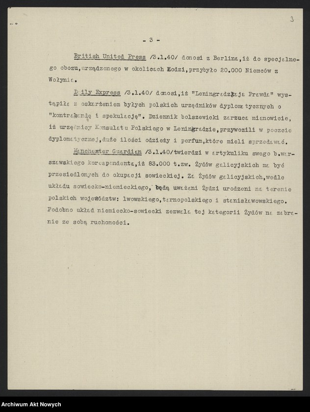 Obraz 5 z jednostki "Przegląd prasy angielskiej z 3-4 I 1940 r. i francuskiej z 5 I 1940 r."