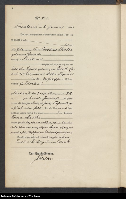 image.from.unit.number "Księga urodzeń USC Mieroszów (Friedland) 1895"