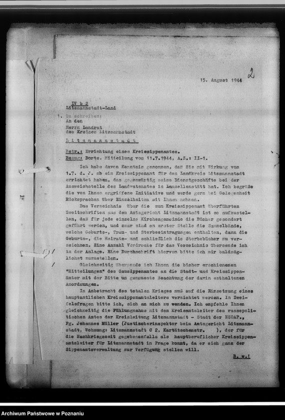 Obraz 6 z jednostki "[Zorganizowanie Powiatowego Urzędu do Spraw Genealogicznych w Łodzi]"