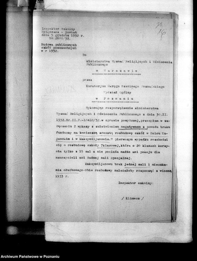 Obraz 19 z jednostki "Budynki i remonty [Sprawozdania dotyczące budowy publicznych szkół powszechnych i kredytów inwestycyjnych na szkolnictwo średnie]"