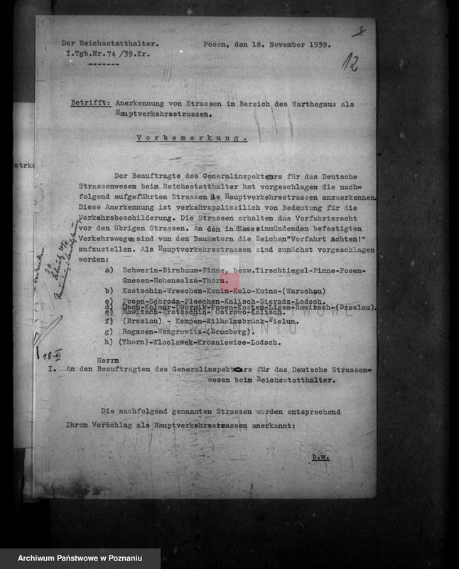 Obraz 17 z jednostki "Zarządzenia i korespondencja policji i władz w sprawach komunikacji drogowej"