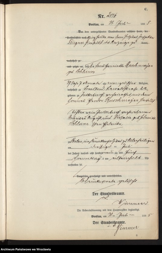 image.from.unit.number "Sterbe-Neben-Register Breslau I 1895 Band 6"