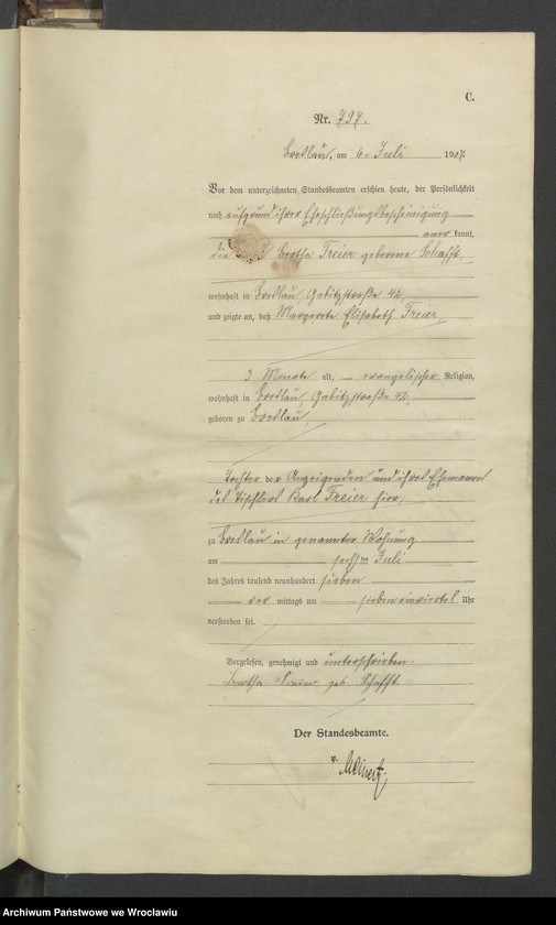 image.from.unit.number "Sterbe-Haupt-Register Breslau IV 1907 Band 3"