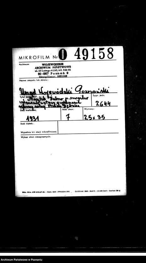 image.from.unit.number "Majątek Żabno powiatu mogileńskiego wyłączenie z art. 4 i 5 ustawy o wykonaniu reformy rolnej Aniela Dębska"