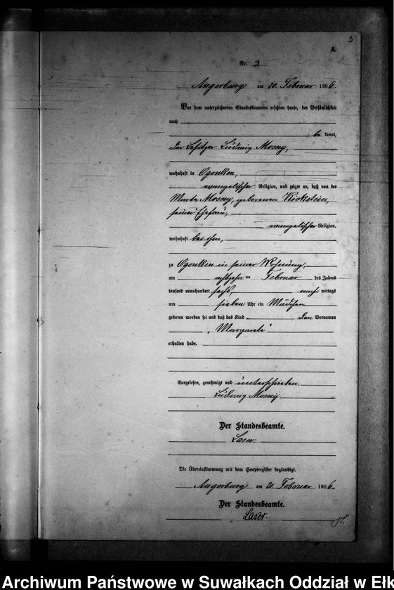 image.from.unit.number "Geburts-Neben-Register des Preussischen Standes-Amtes Gr. Strengeln Kreis Angerburg"