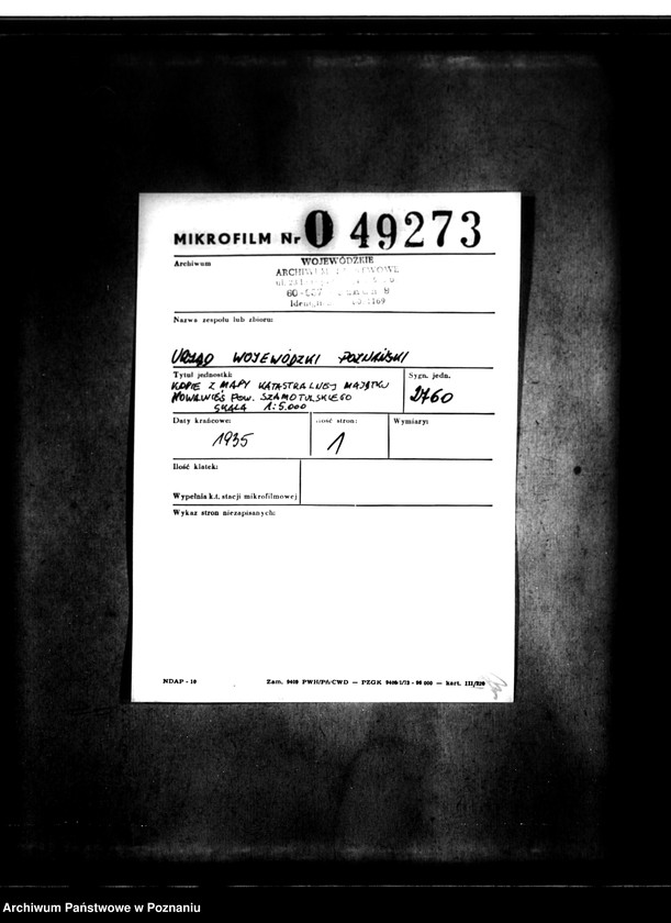 Obraz 2 z jednostki "/Kopie z mapy katastralnej majątku Nowawieś powiatu szamotulskiego/ skala 1:5000"