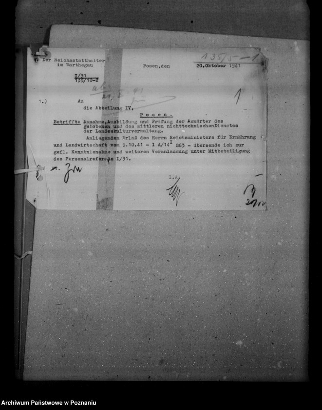 Obraz 5 z jednostki "Annahme, Ausbildung und Prüfung der Anwärter des gehobenen u. des mittleren nichttechnischen Dienstes der landeskulturverwaltung"