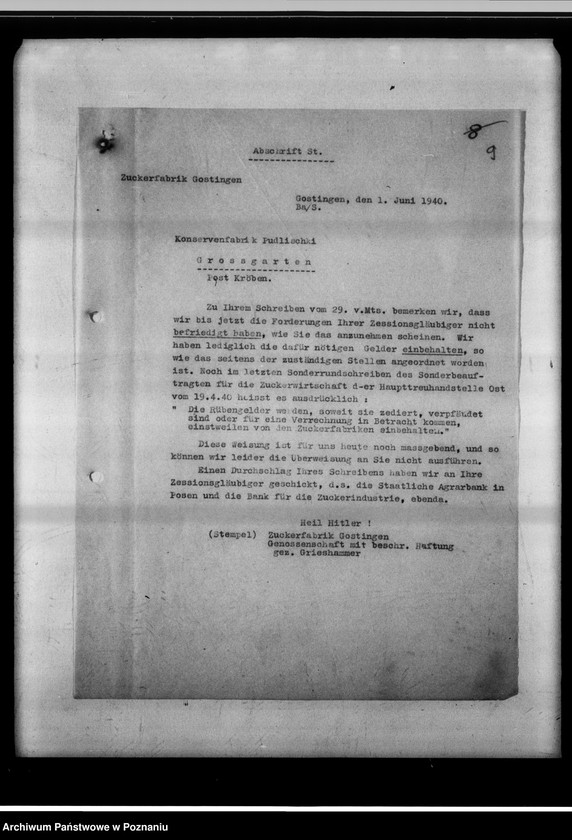 Obraz 13 z jednostki "Forderungen Grossgarten contra Zuckerfabrik Gostingen [za dostarczone buraki cukrowe]."