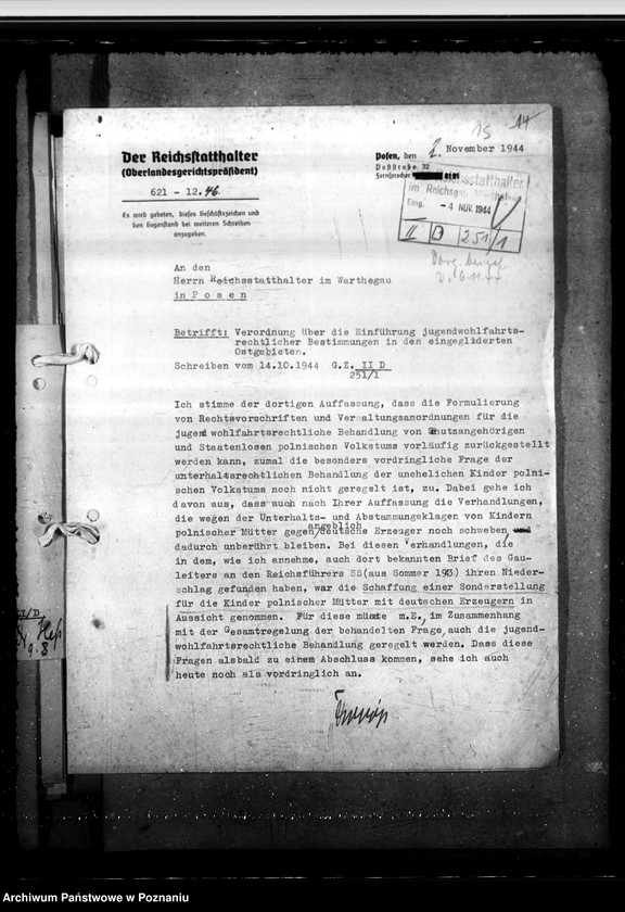 Obraz 18 z jednostki "Einführung jugendwohlfahrtrechtlicher Bestimmungen in den Ostgebieten"