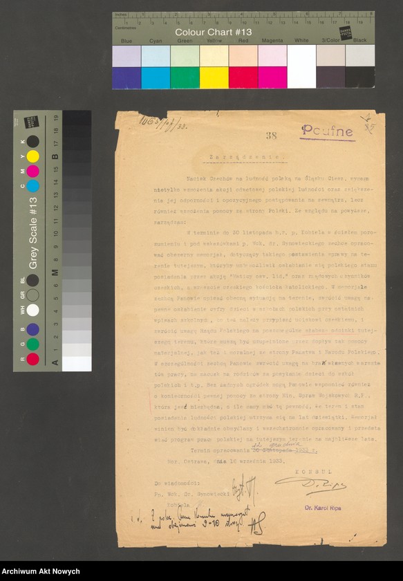 image.from.unit "Sprawy ogólne mniejszości polskiej w Czechosłowacji. Wzmożenie akcji odwetowej ludności polskiej, zastosowanie czeskiej ustawy o ochronie re­publiki w akcji przeciwko antypolskiej propagandzie na Śląsku Cieszyńskim (zarządzenie Konsula i raport Konsulatu RP w Morawskiej Ostrawie, ko­respondencja)"