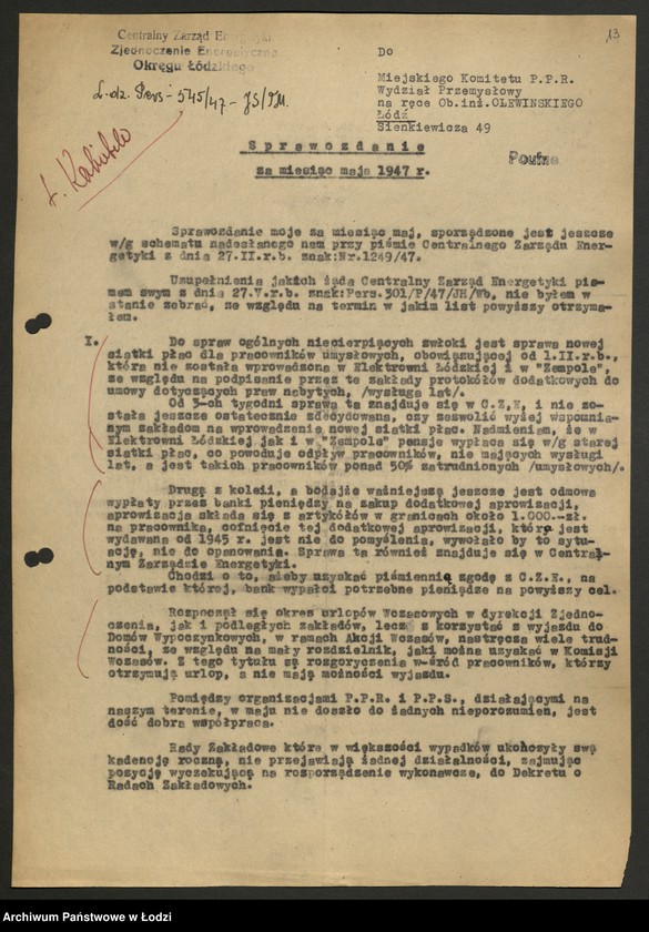 Obraz 14 z jednostki "Zjednoczenie Energetyczne Okręgu Łódzkiego; protokoły [konferencji], sprawozdania [z produkcji]"