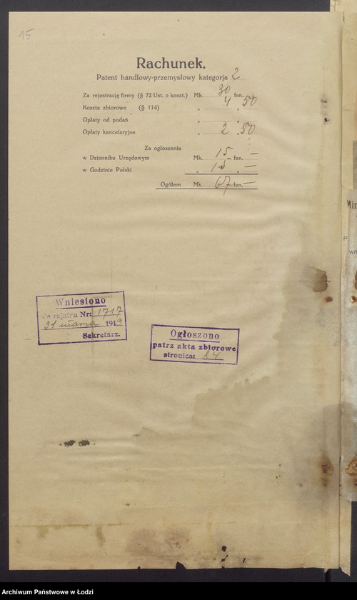 Obraz 17 z jednostki "Józef Markus i Jakób Chawkin- fabryka towarów bawełnianych"