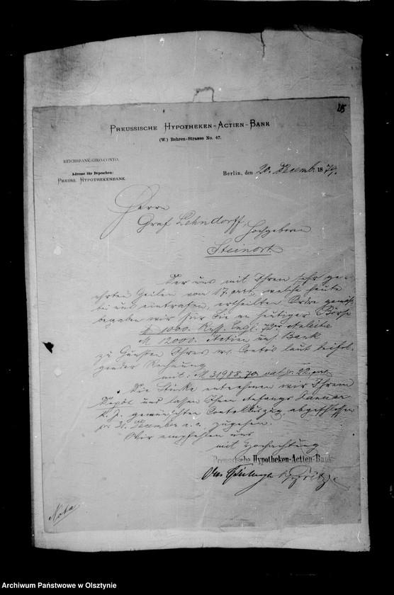 image.from.unit.number "/Akten betr. Geldgeschäfte der Lehndorff mit der Preuss. Hypotheken- Aktien- Bank, Berlin/"