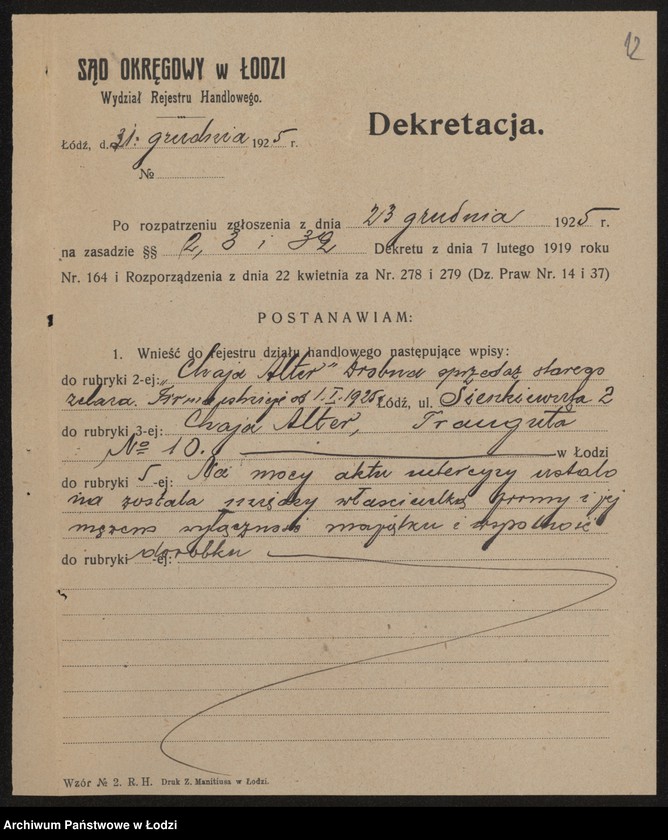 Obraz 14 z jednostki "Chaja Alter- drobna sprzedaż starego żelaza"