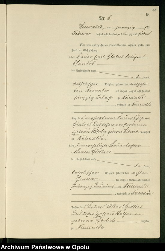 Obraz 15 z jednostki "Heiraths-Neben-Register des Standesamts Altewalde pro 1897"